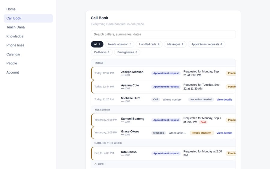 Call Book — every call in one place